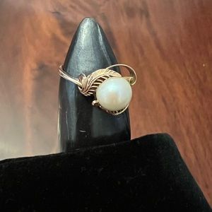 18K Gold Japanese Akoya Pearl Ring VTG